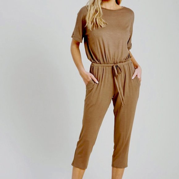 Lhana Klaire Mocha drawstring jumpsuit - Picture 1 of 3